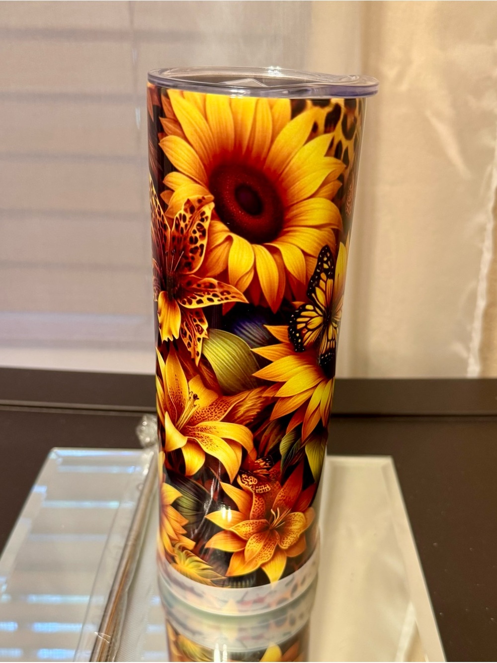 NEW Sunflower & Butterfly Stainless Steel Tumbler